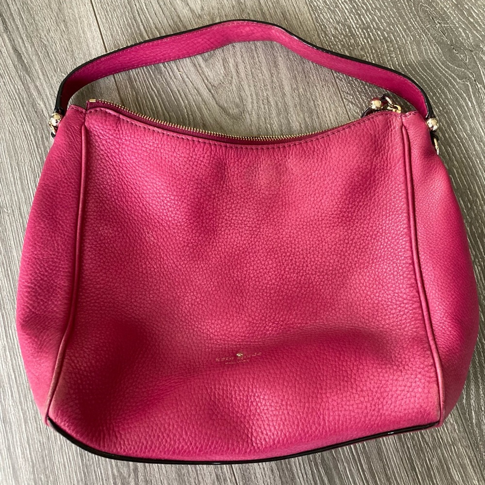 KATE SPADE Deep Cranberry Leather Hobo Bag
